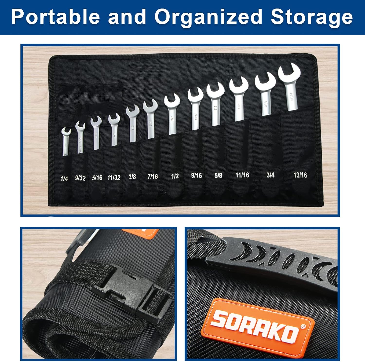 SORAKO Ratcheting Combination Wrench Cr-V Steel (12-Pcs)