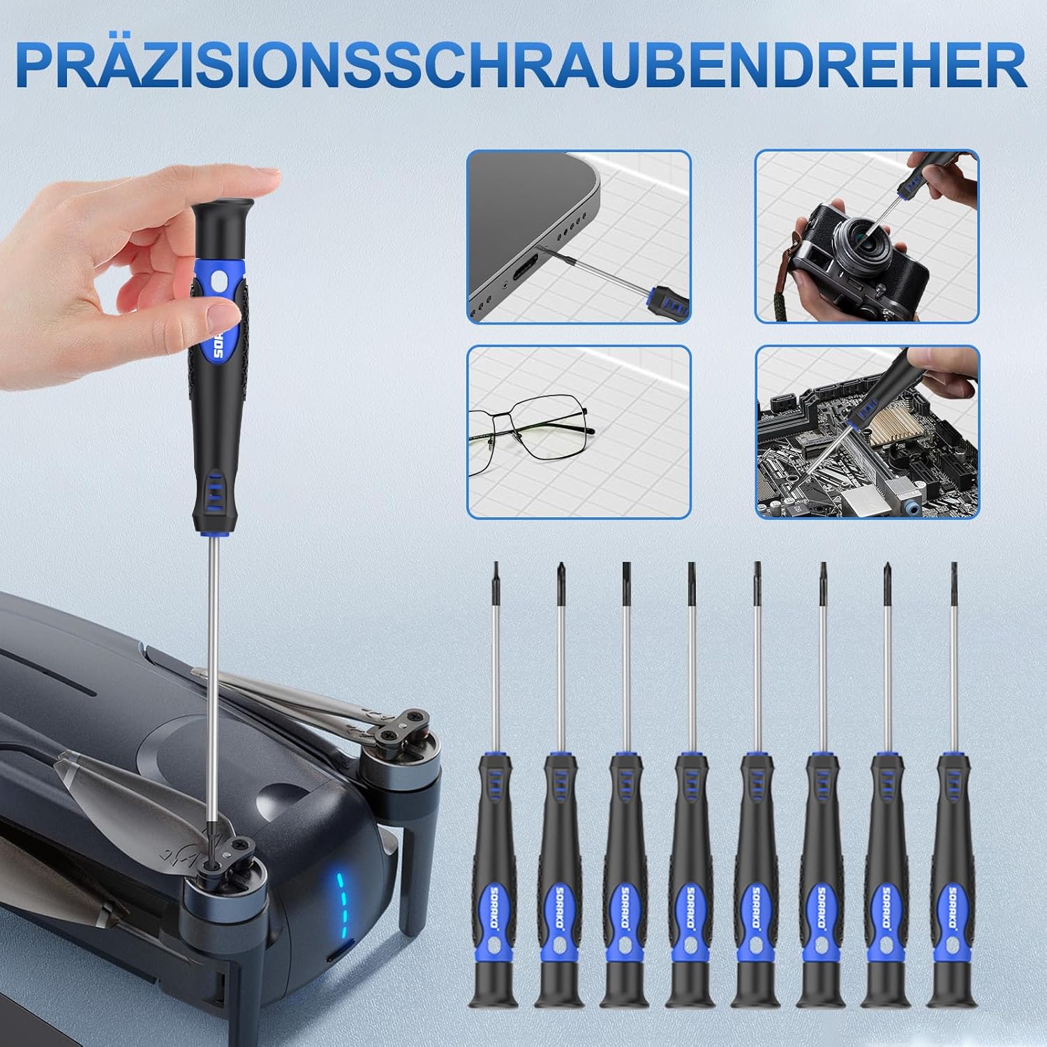 SORAKO Screwdriver Set, 40-Piece Magnetic Screwdriver Set with Slotted and Phillips Screwdrivers, Durable Hand Screwdriver Tool with Screwdriver Holder
