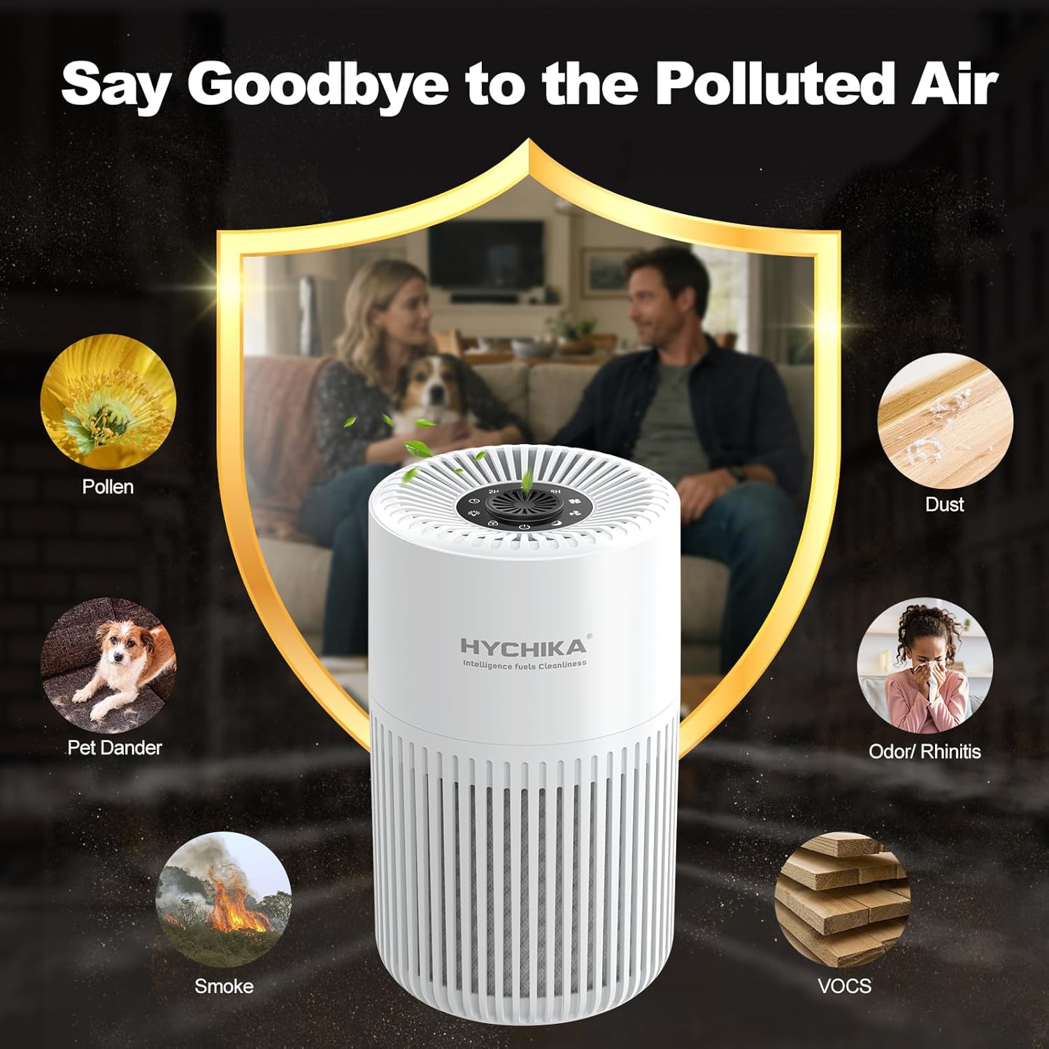 HYCHIKA HEPA Air Purifier for Home Bedroom, 56 CFM CADR, True H13 Filter, 20dB Quiet Sleep Mode, Removes Dust, Pollen, Pet Dander