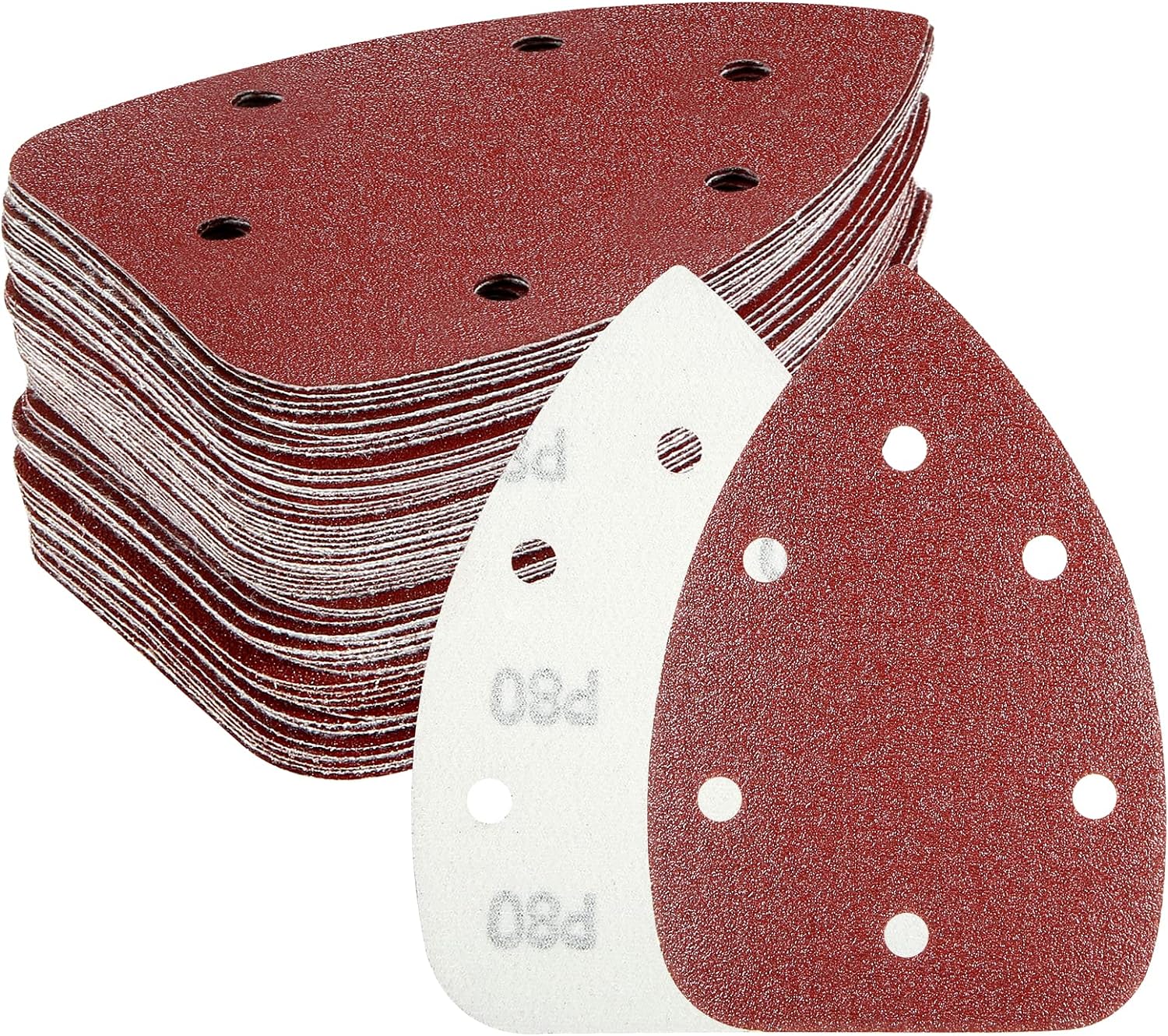 HYCHIKA 60PCS Sanding Pads, 6 Holes Hook and Loop 60/80/100/120/180/240 Grits Mouse Sander Pads for HYCHIKA 200W Mouse Sander (Model Number: FL118A)