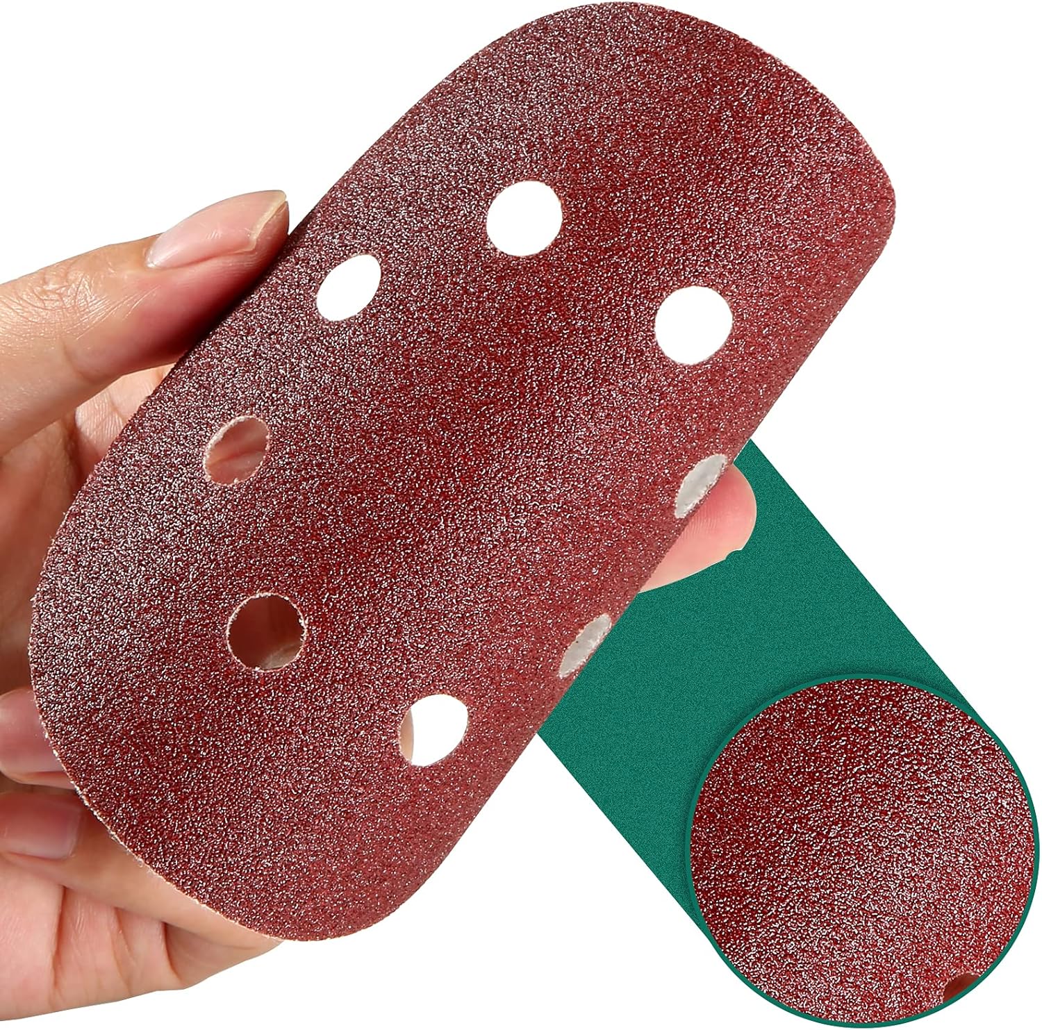 HYCHIKA 100-piece Sanding Discs Set,5 Inch 8 Holes Hook and Loop Sandpaper for Orbital Sander