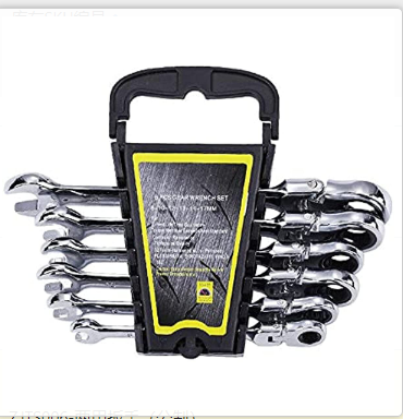 6 Pcs Flexible Ratchet Spanner Set, Flexible Head Multi-Functional Ratchet Conination Spanner Wrench 8-17mm Repair Tools Set
