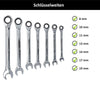 7Pcs Combination Wrench Ratchet 8-19mm Wrench Ring Wrench Open End Wrench