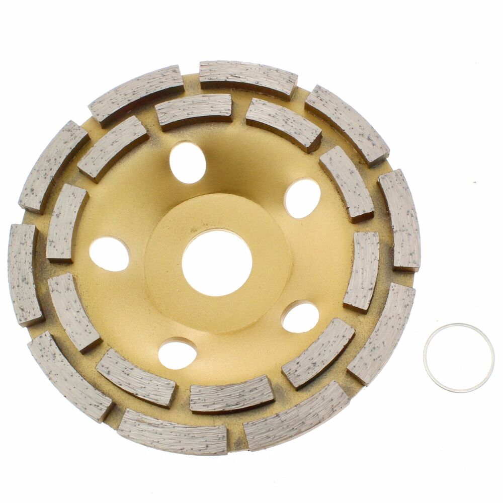 5" inch 115mm Double Row Diamond Grinding Cup Wheel Disc Arbor 7/8" Abrasive - HYCHIKA