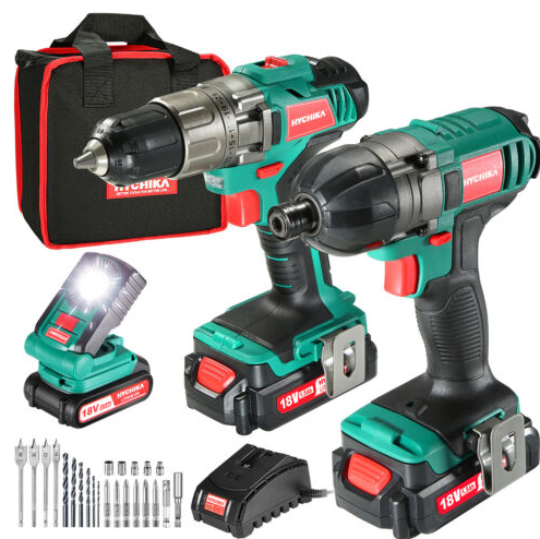 Cordless Drill Driver 1500RPM and Impact Driver 2200RPM Combo Sets US 20V/ EU 18V