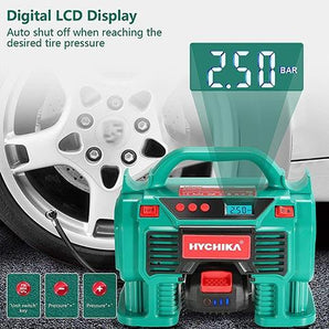 Air Compressor Tire Inflator 12V DC/20V 2.0Ah Battery - inflate tires